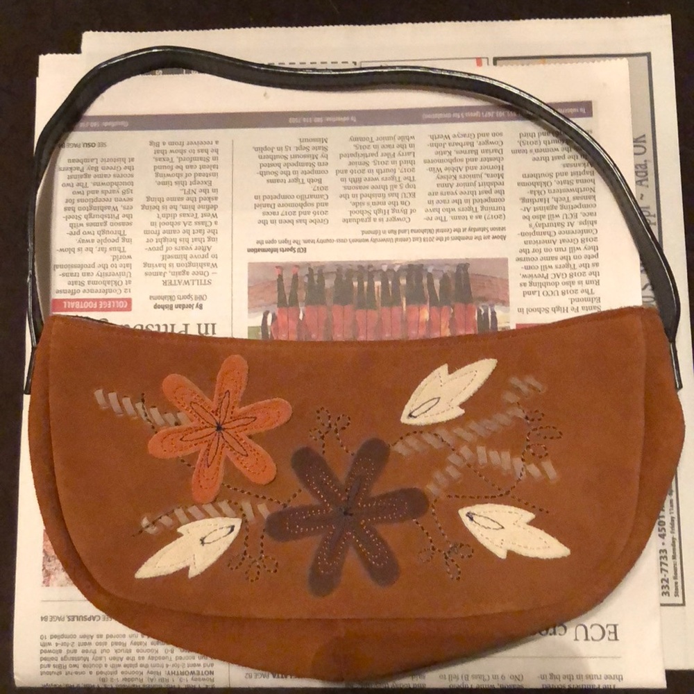 100% Suede purse brownish chestnut color